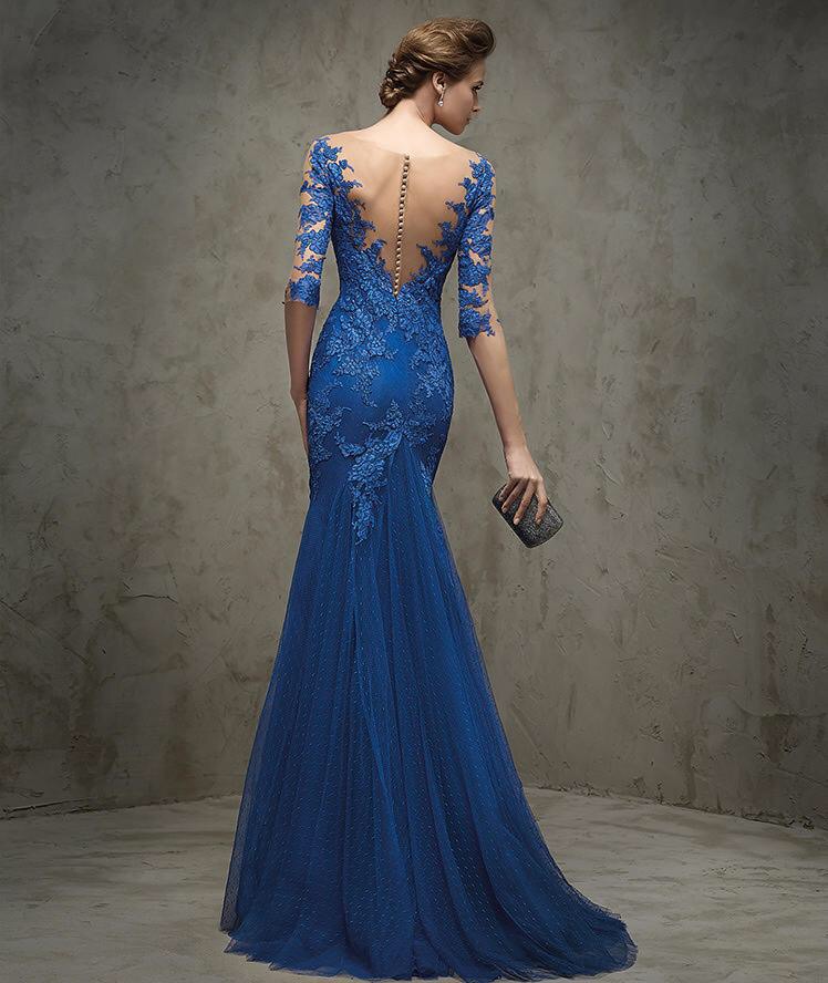 Martine Tolédano_Robe de soirée bleue Dos