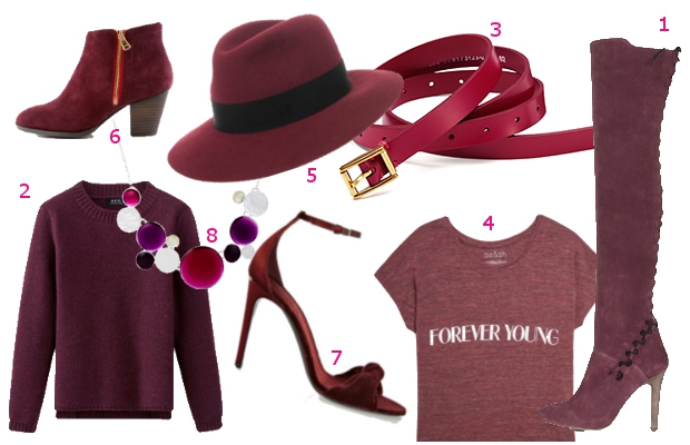 Mode Automne 2014 : le bordeaux de bas en haut !